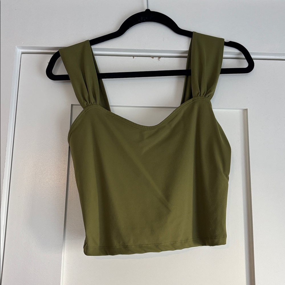Olive Green Sleeveless Crop Top
